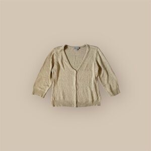 NY Collection Cream Cardigan Sweater V-Neck